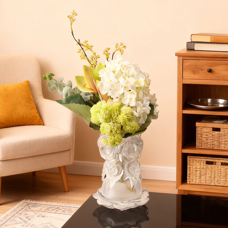 Próiseas Réitigh Céir Chaillte Maisiúchán Baile Gloine Vása Gloine Criostail “Rose Vása”