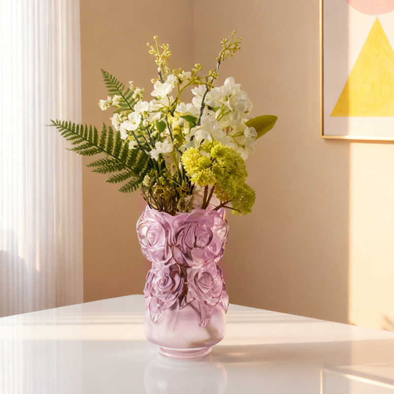 Próiseas Réitigh Céir Chaillte Maisiúchán Baile Gloine Vása Gloine Criostail “Rose Vása”