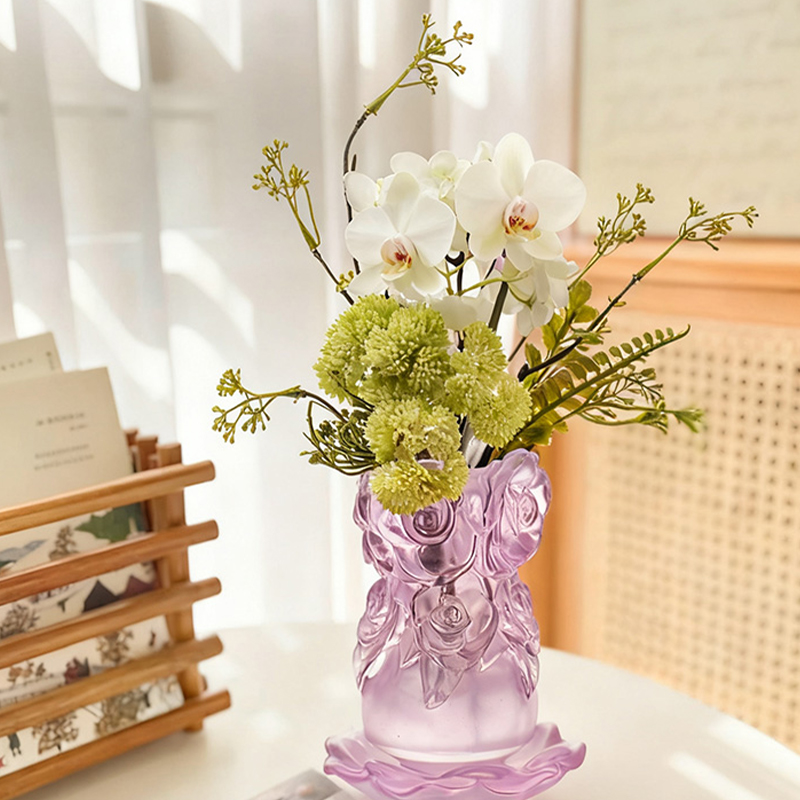 Próiseas Réitigh Céir Chaillte Maisiúchán Baile Gloine Vása Gloine Criostail “Rose Vása”