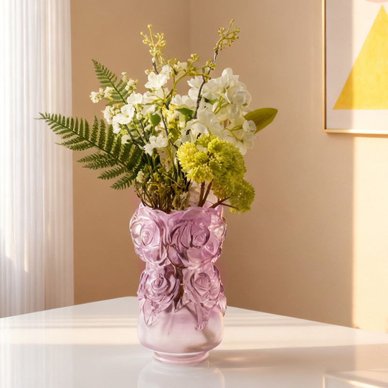 Próiseas Réitigh Céir Chaillte Maisiúchán Baile Gloine Vása Gloine Criostail “Rose Vása”