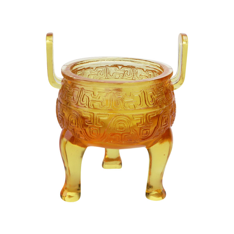 Ornáidí tripod glaze daite órga