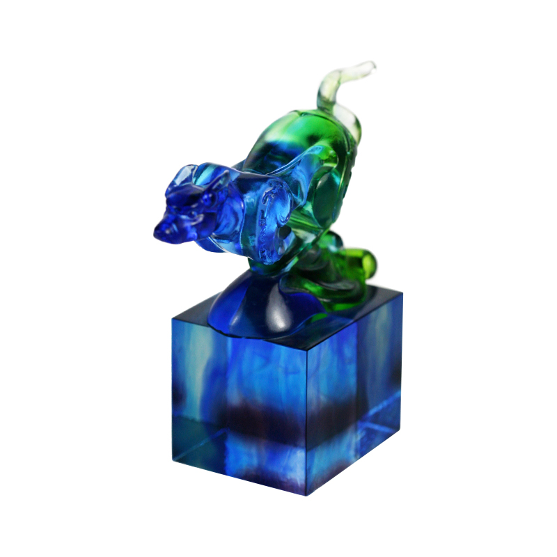 Ornáid séala gloine clasaiceach gorm-uaine