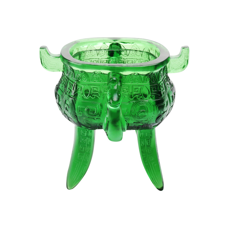 Tripod Crystal Glass emerald green le lámha cluas-chruthach