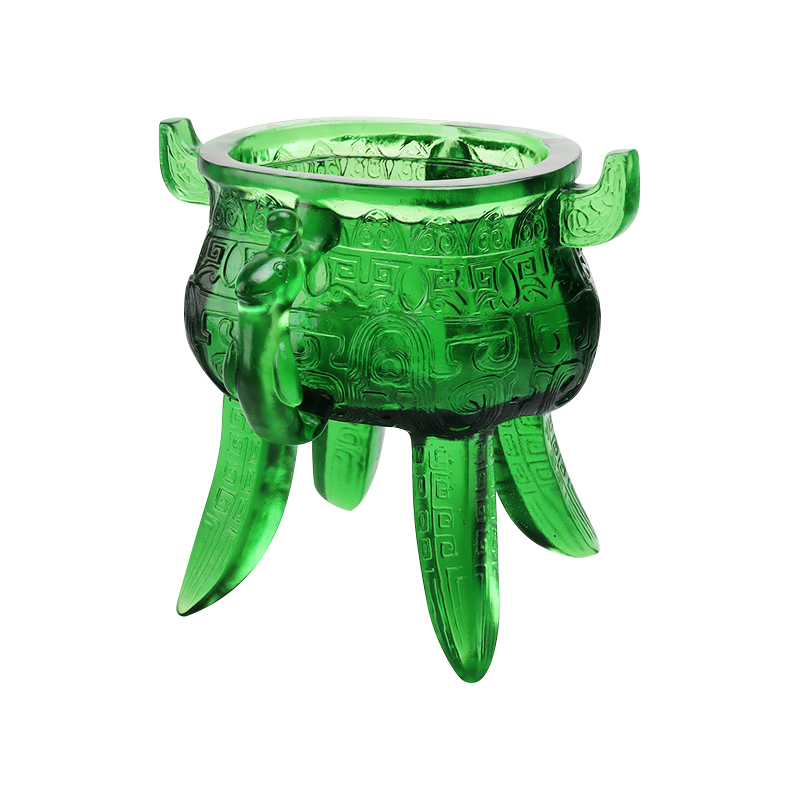 Tripod Crystal Glass emerald green le lámha cluas-chruthach