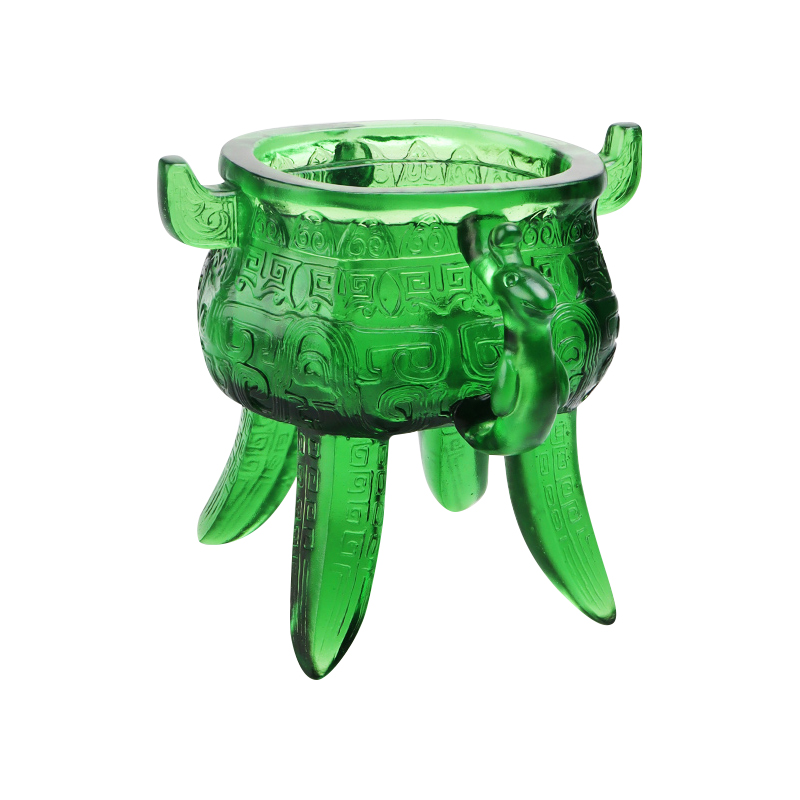 Tripod Crystal Glass emerald green le lámha cluas-chruthach