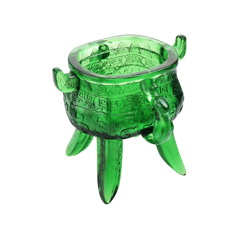 Tripod Crystal Glass emerald green le lámha cluas-chruthach