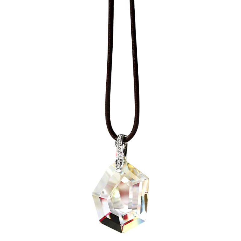 Muince dath airgid le gléasta patrún pendant gloine