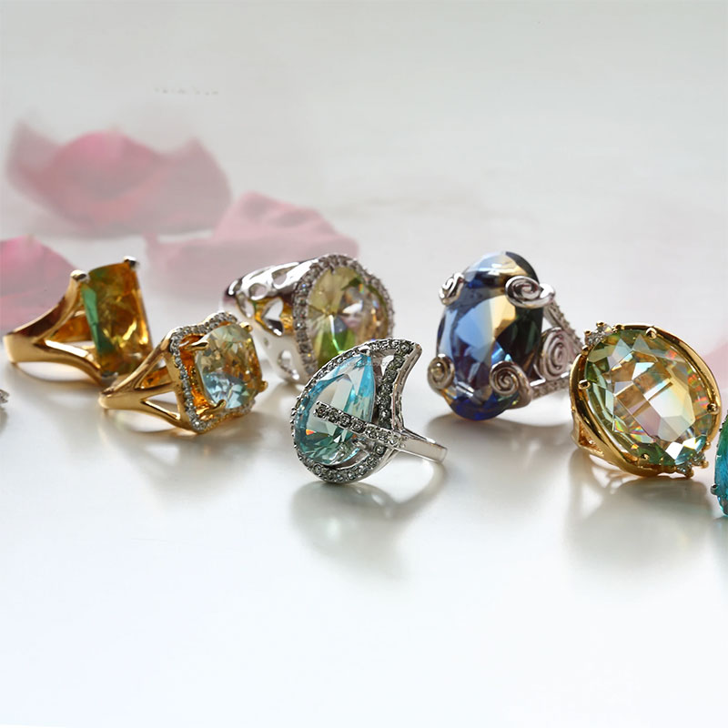 Fáinne le gloine gearrtha teardrop-chruthach