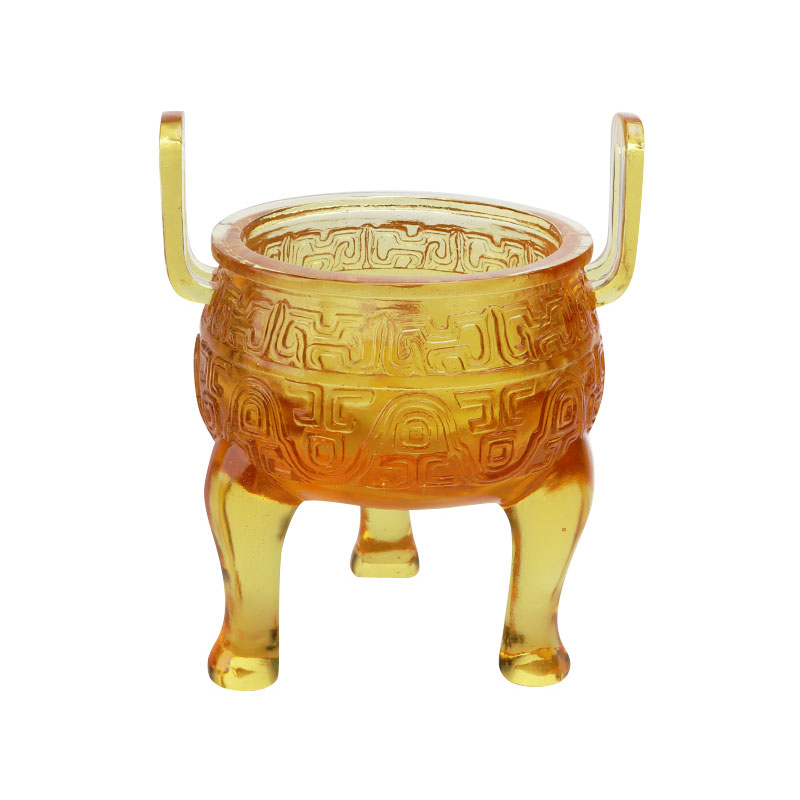 Ornáidí tripod glaze daite órga