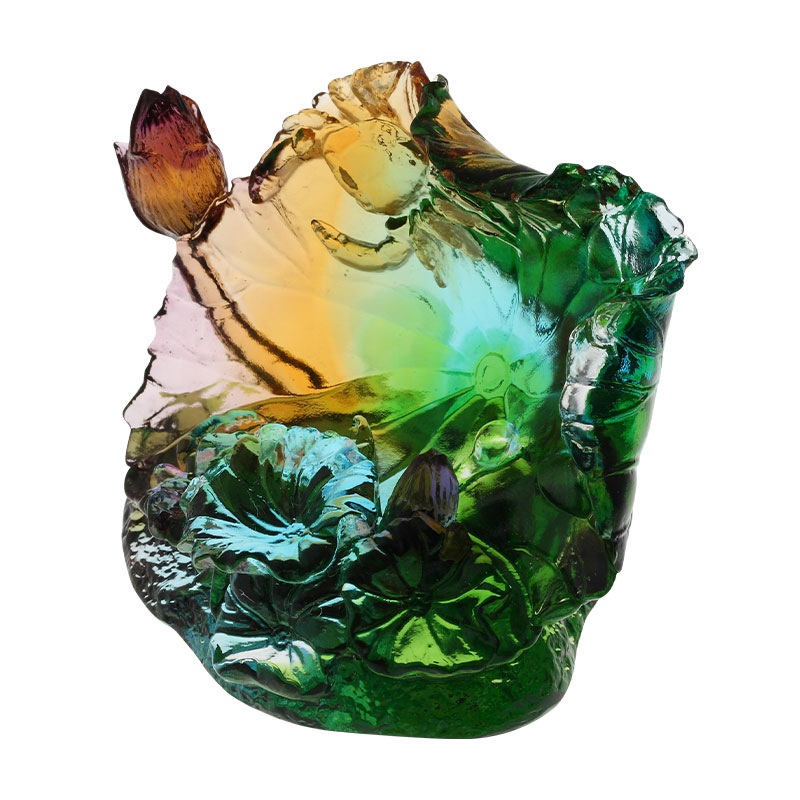 Ornáidí dealbhóireachta gloine duille Lotus