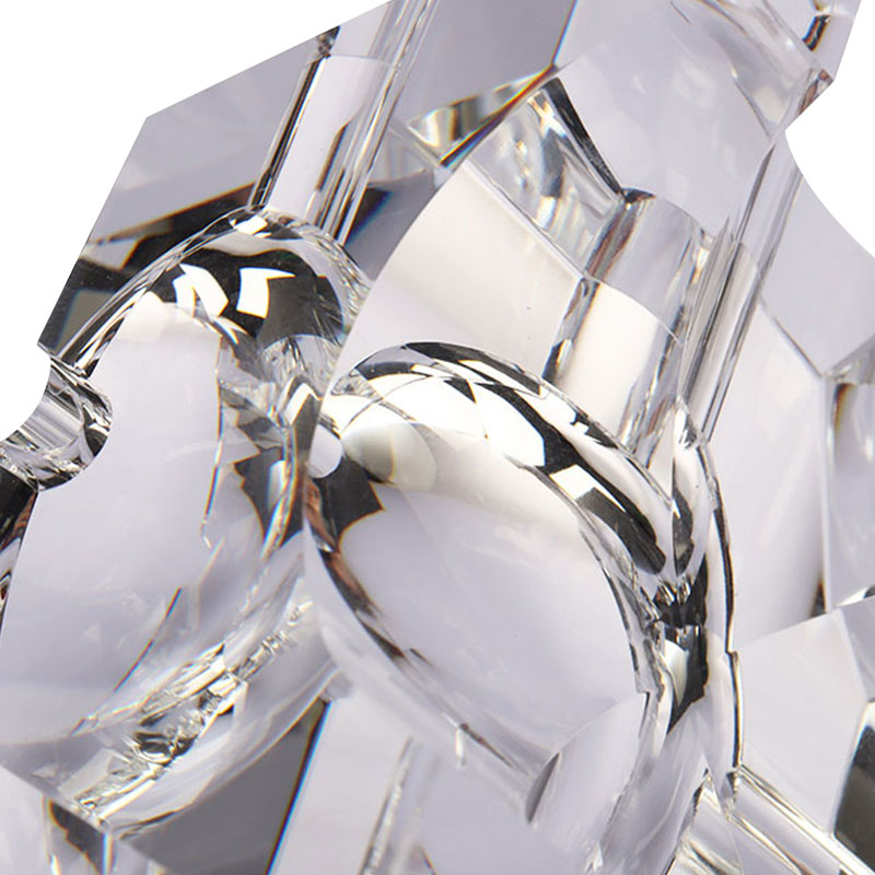 Dearadh geoiméadrach simplí luaithreadán criostail gloine trédhearcach