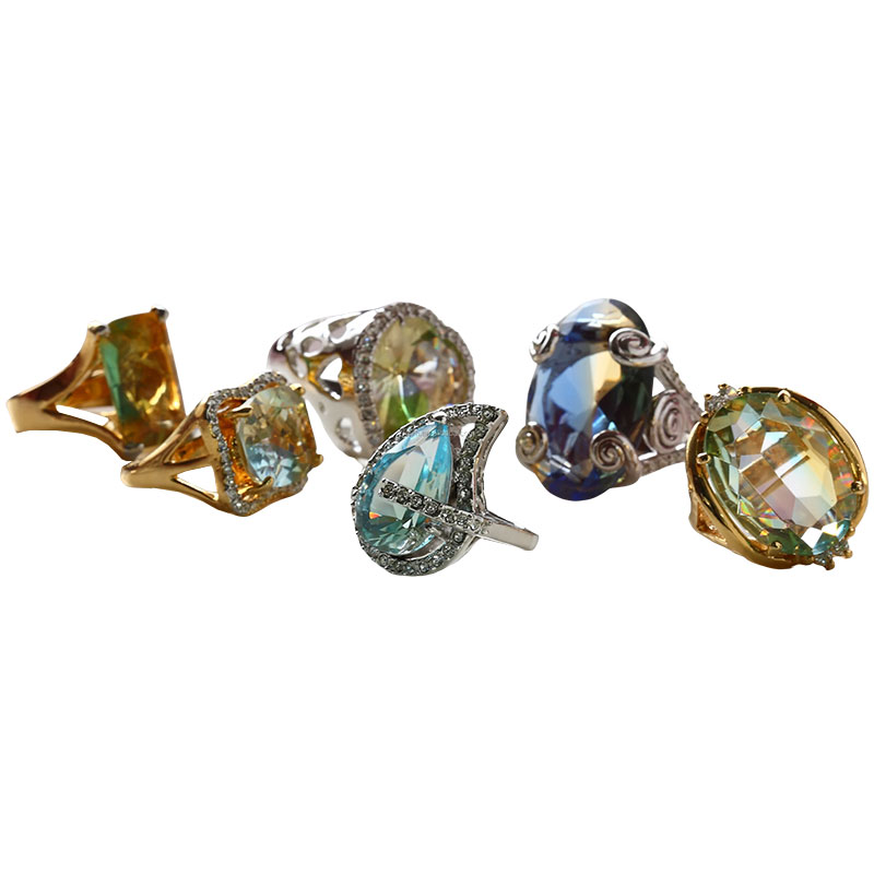 Fáinne le gloine gearrtha teardrop-chruthach