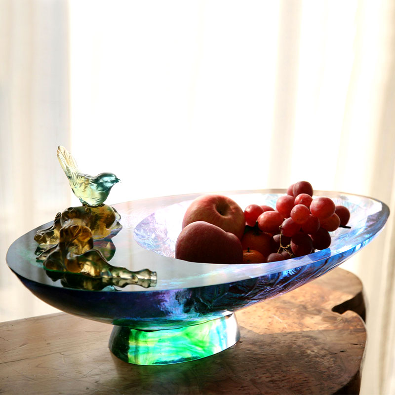 Babhla torthaí Crystal Glass le maisiú éan