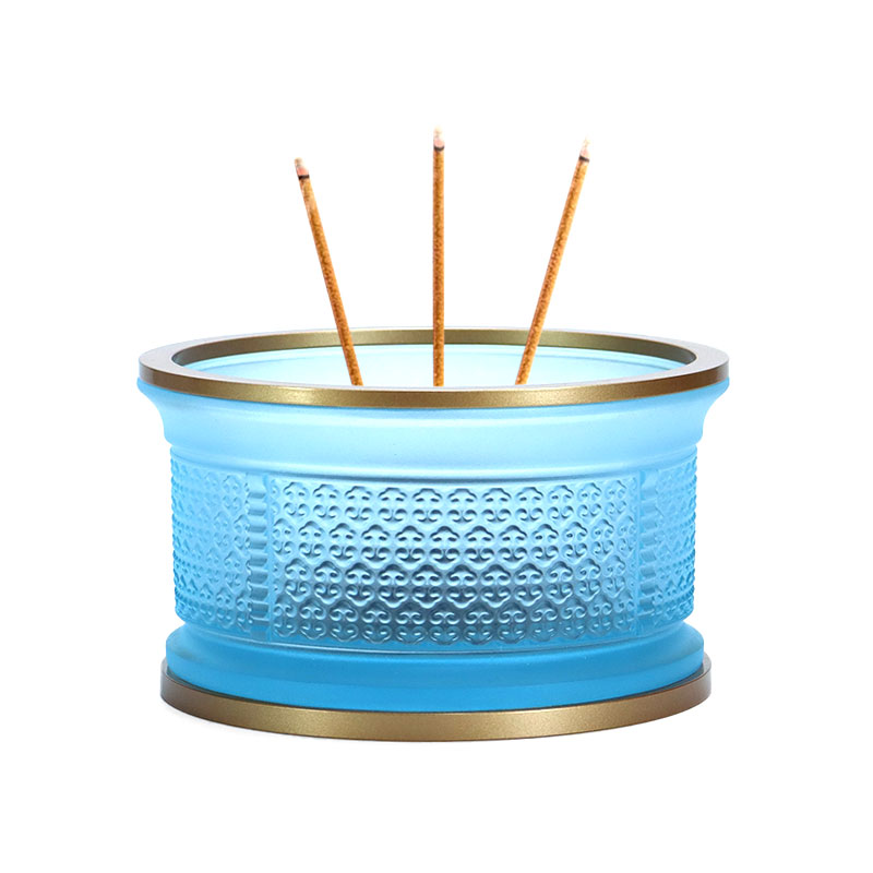 Solas gorm sraith Ruyi Tairiscintí altóra Búdachais Gloine Set