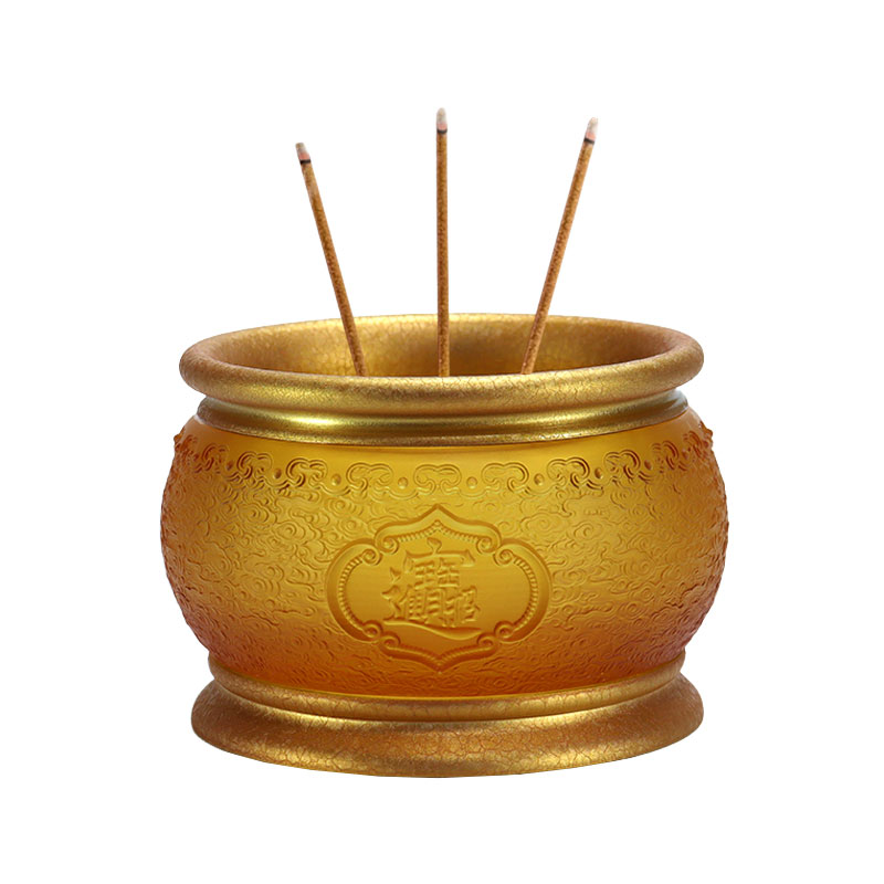 Tairiscintí gloine don teampall Búdaíoch chun saibhreas agus taisce a thabhairt