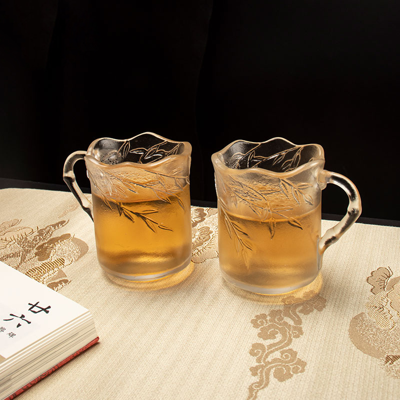 Faoiseamh duille bambú Cups Gloine Le Láimhseálann