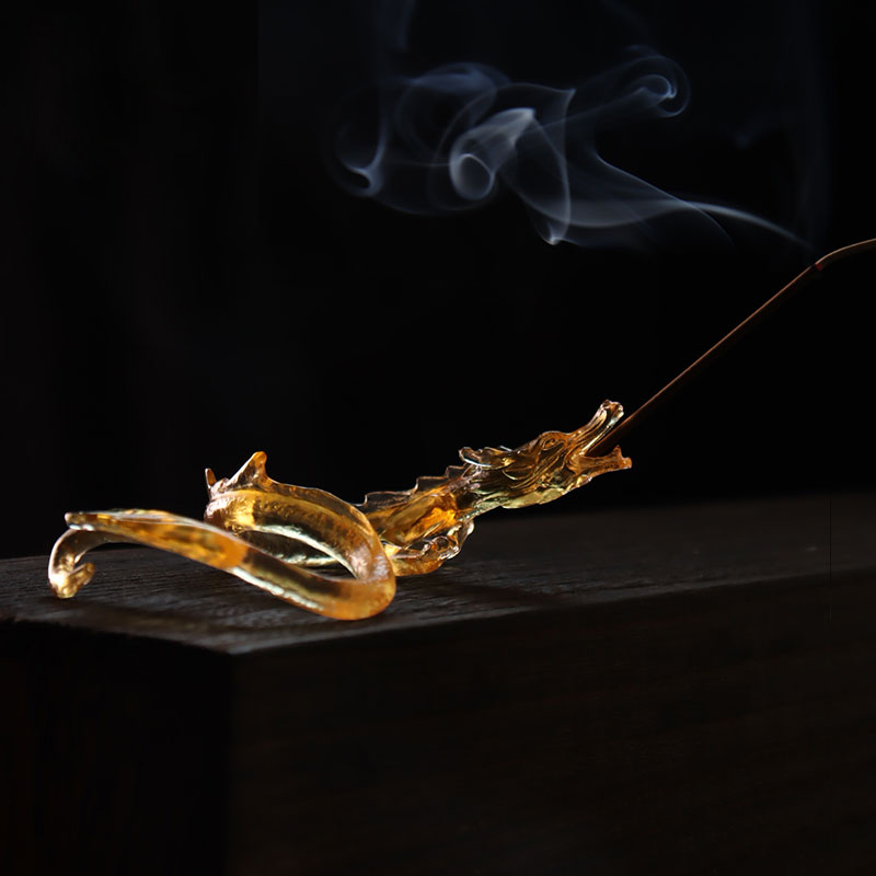 Sealbhóir Incense Gloine Golden Dragon