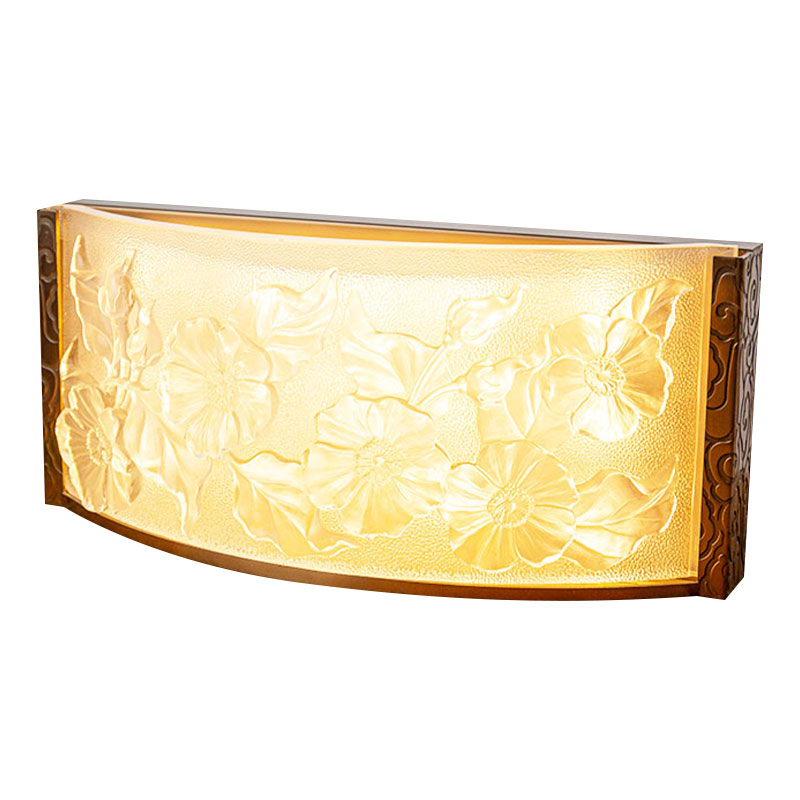 Ornáidí lampa maisiúil gloine le patrún bláthanna hibiscus