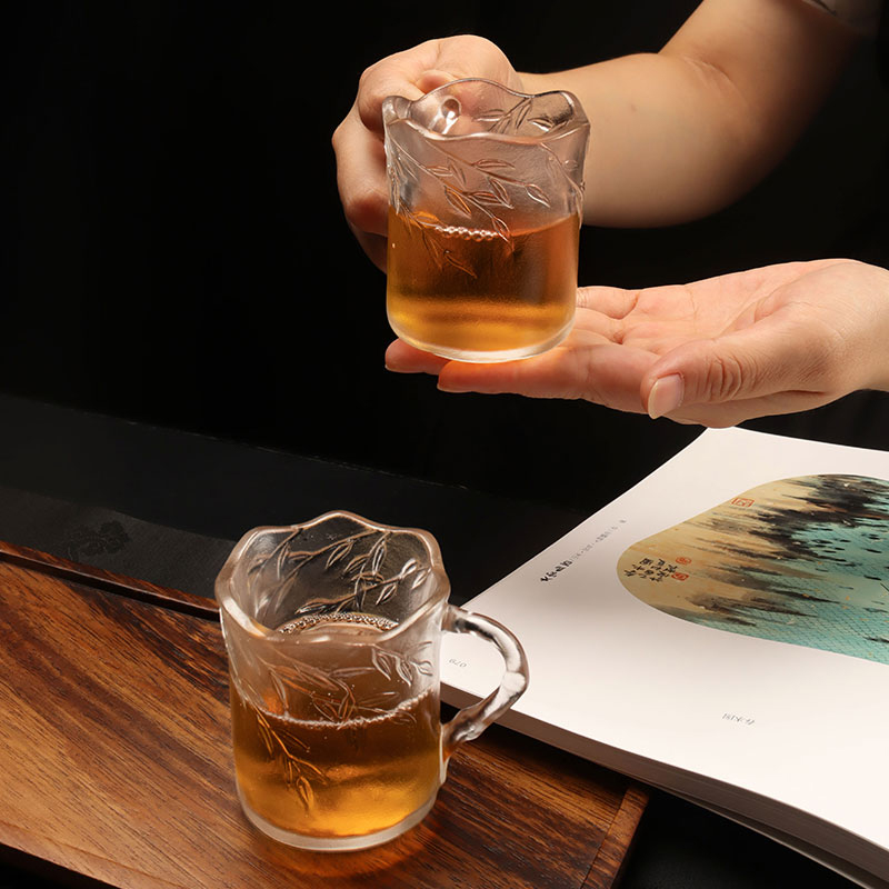 Faoiseamh duille bambú Cups Gloine Le Láimhseálann