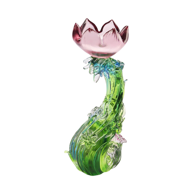 Coinnleoir cruth Lotus Crystal Glass