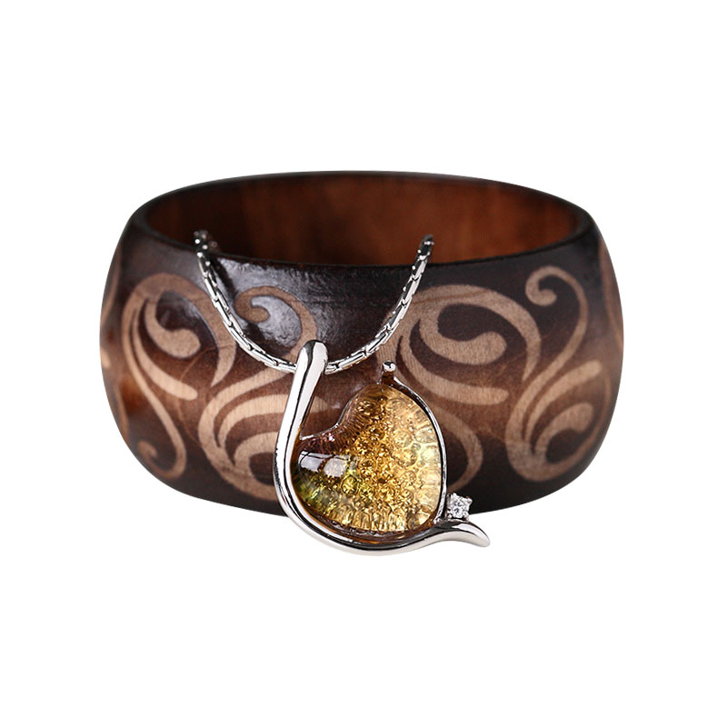 Bracelet galánta dath airgid inleagtha le pendant gloine