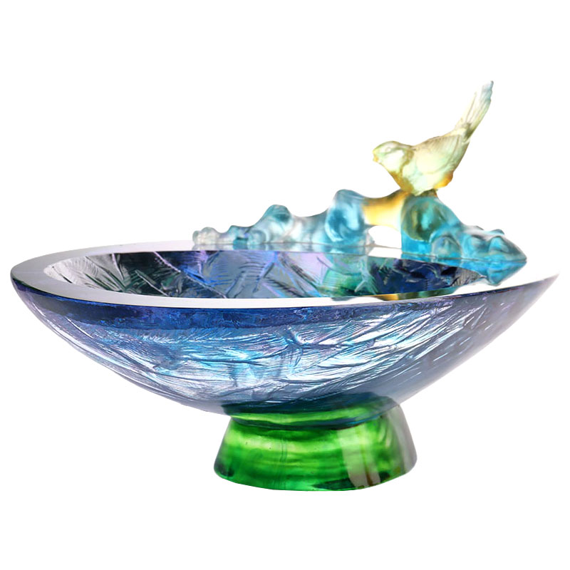 Babhla torthaí Crystal Glass le maisiú éan