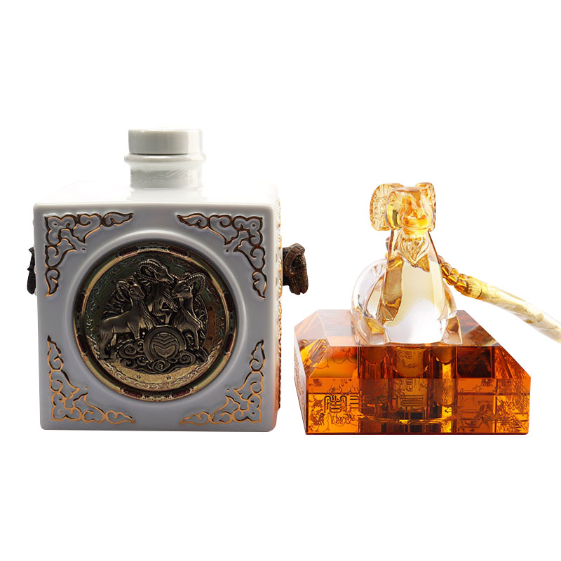 Cruthanna Ainmhithe Stoidiaca na Síne Cap Set Buidéal Fíon Gloine Crystal