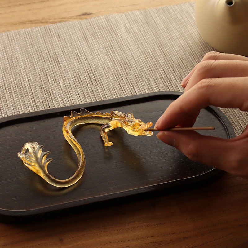 Sealbhóir Incense Gloine Golden Dragon