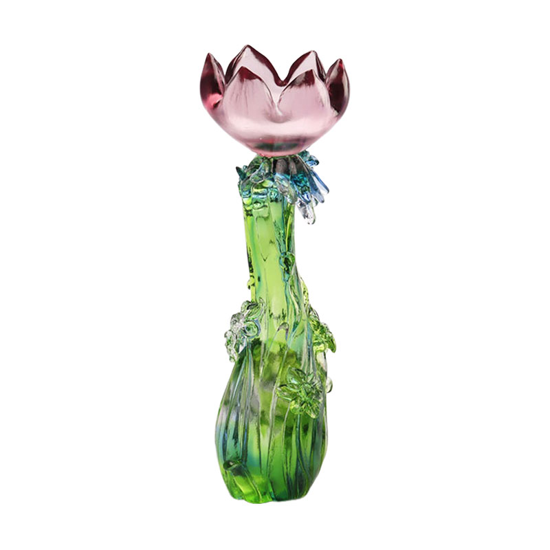 Coinnleoir cruth Lotus Crystal Glass