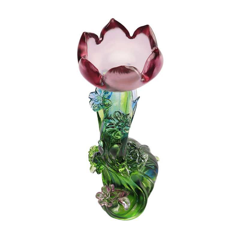 Coinnleoir cruth Lotus Crystal Glass