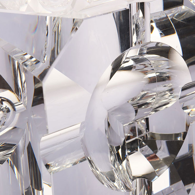 Dearadh geoiméadrach simplí luaithreadán criostail gloine trédhearcach