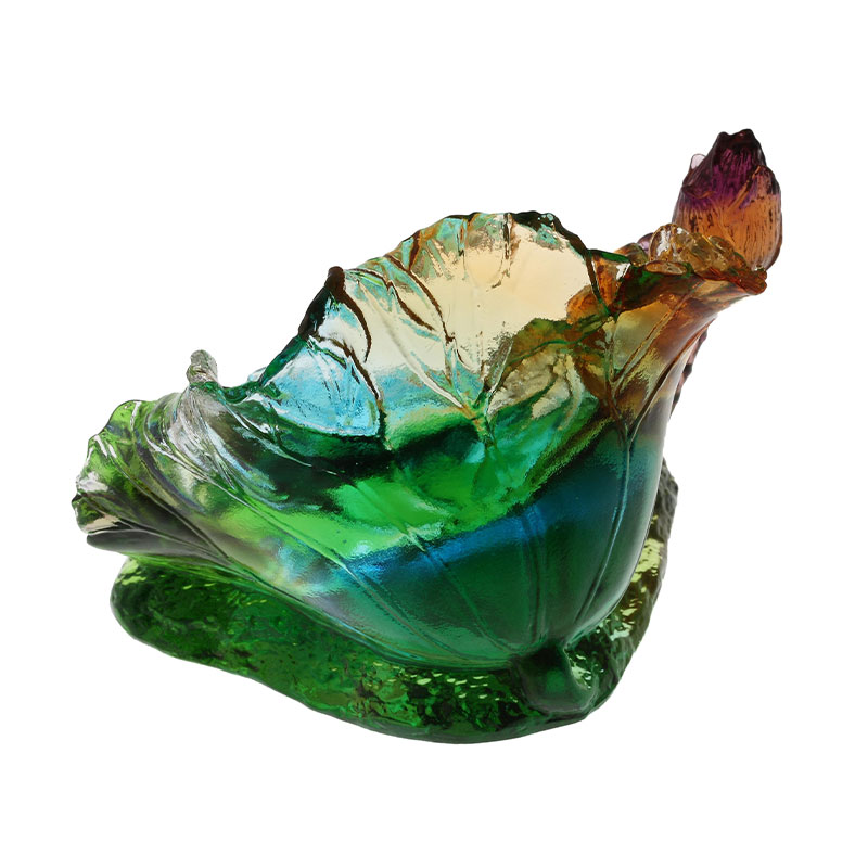 Ornáidí dealbhóireachta gloine duille Lotus