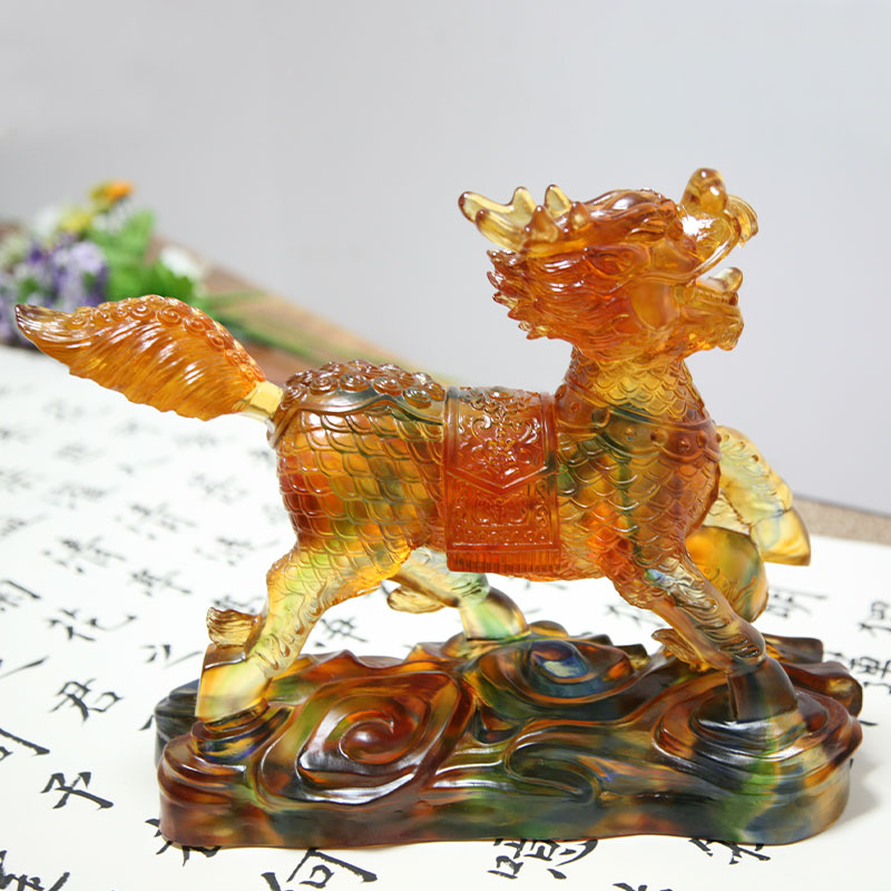 Ornáidí Figurines Kirin Crystal Gloine