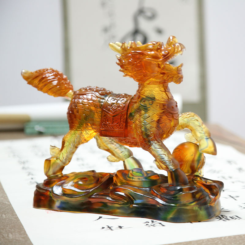 Ornáidí Figurines Kirin Crystal Gloine