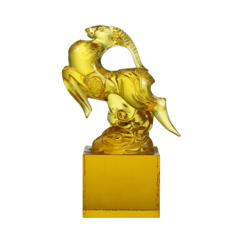 Séala criostail gloine ór trédhearcach caorach-chruthach