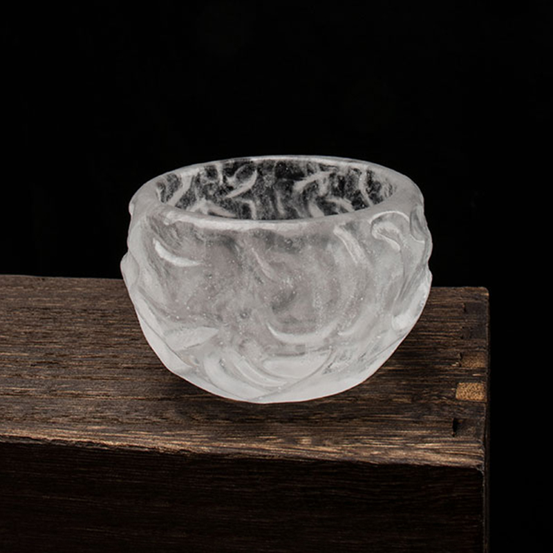 Patrún mboilgeog trédhearcach Cupáin Tae Gloine Socraigh le haghaidh úsáide cruinnithe oifig bhaile