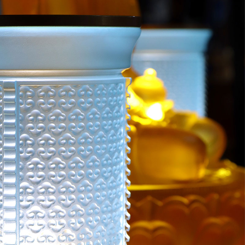 Solas gorm sraith Ruyi Tairiscintí altóra Búdachais Gloine Set