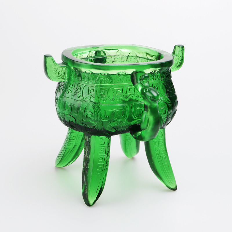 Tripod Crystal Glass emerald green le lámha cluas-chruthach