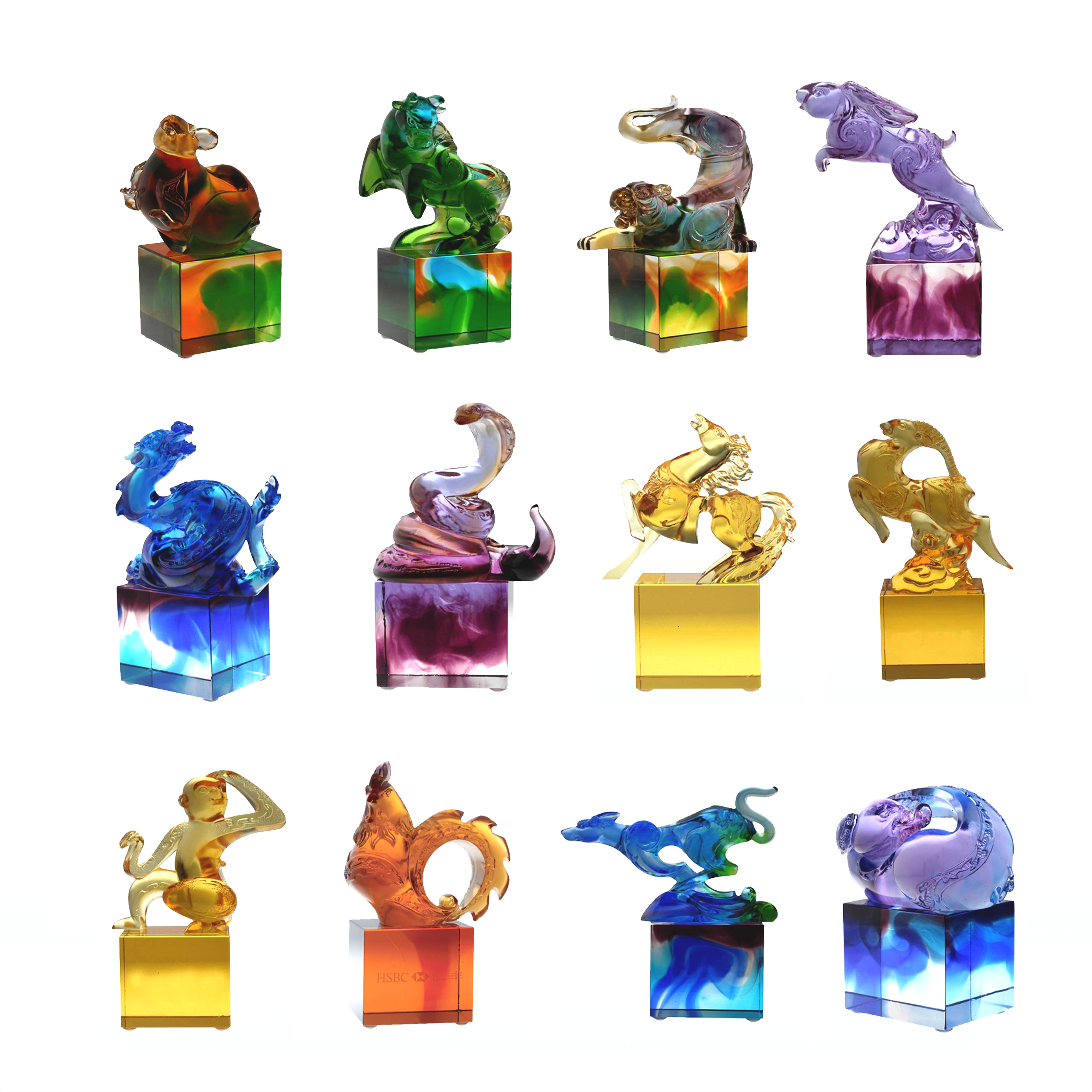 Ornáid séala gloine clasaiceach gorm-uaine